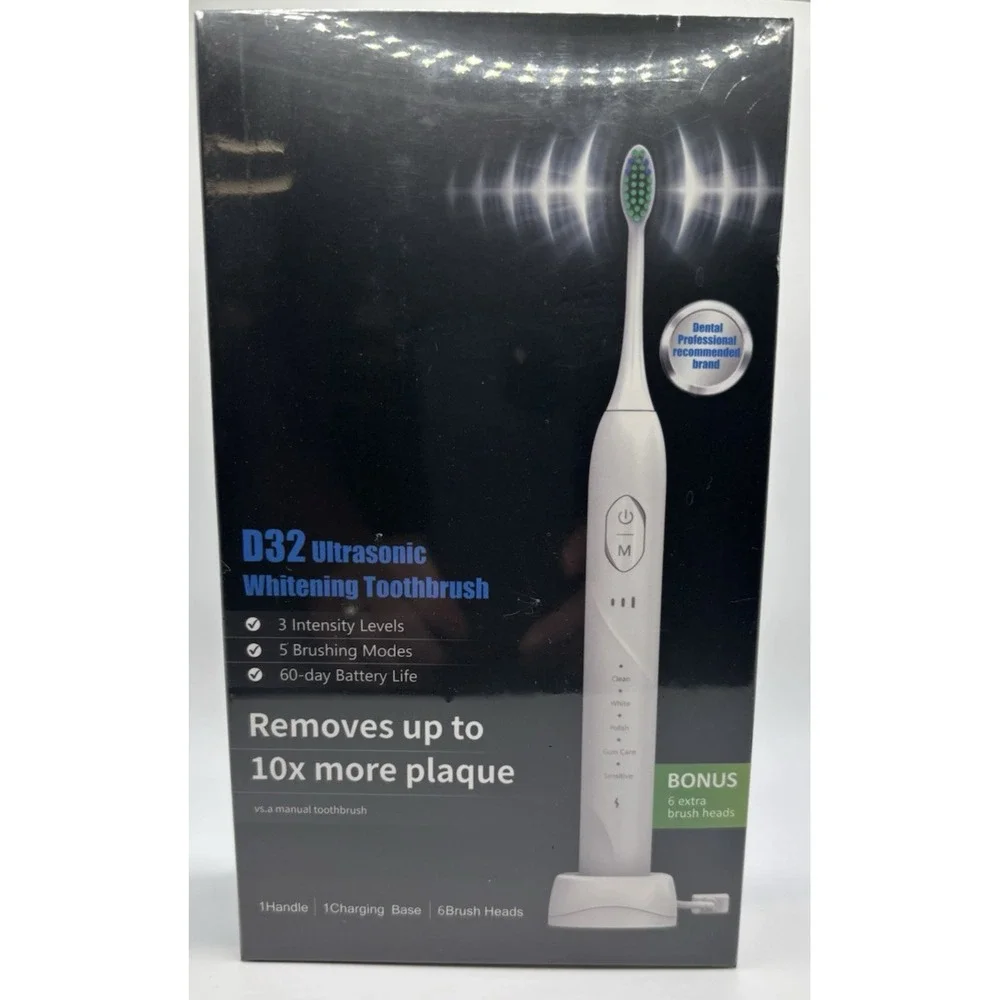 D32 Ultrasonic Whitening Toothbrush‎ with 6 Brush Heads 5 Brush Modes 3 Levels